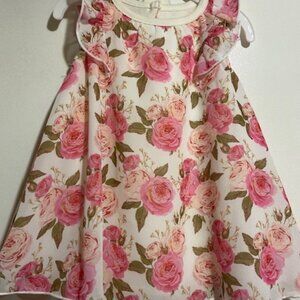 BABY FLORAL DRESS WITH HEADBAND AND ATTACHED BODY SUIT 6 MONTHS,BRAND NEW